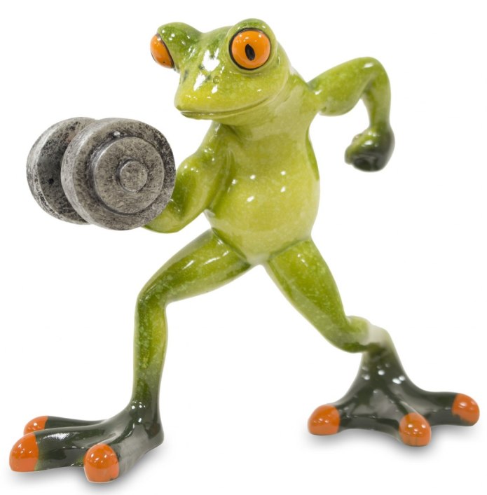 Figurka żaba kulturysta sztangista